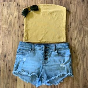 Button Fly Jean Shorts